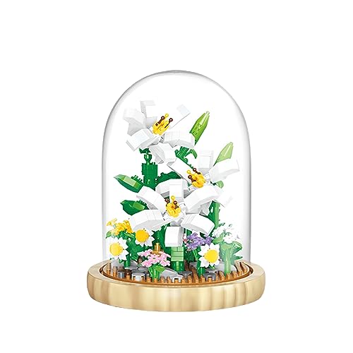 Unsterbliche Blumen Bausteine Set Blumentopf DIY Bunte BausteinspielzeugKit 14 cm Modellspielzeug zur Dekoration 200-400 Partikel(Cloud Lily) von Luxetoys