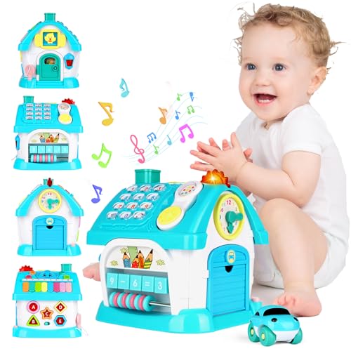 Luxfizz Musikalisches multifunktionales frühpädagogisches Baby-Spielhaus Montessori Busy and Lernspielzeug für Kleinkinder, Weihnachts- und Geburtstagsspielzeug für Mädchen und Jungen ab 18 Monaten von Luxfizz