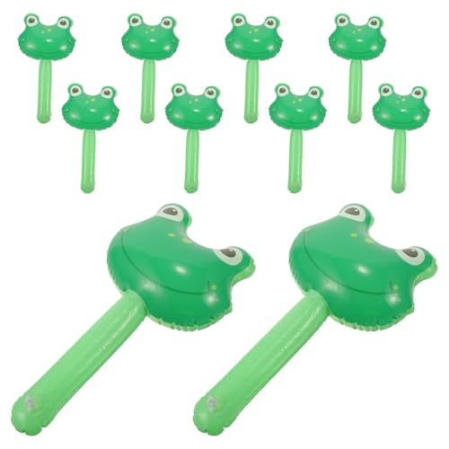 Luxshiny 10 Stück Aufblasbare Froschkopf-Sticks Party-Frosch-Ballon Aufblasbare Tiere Stick-Hammer-Spielzeug Mit Glocke Blow-Up-Frosch Auf Einem Stick Kindergeburtstagsparty-Dekoration von Luxshiny