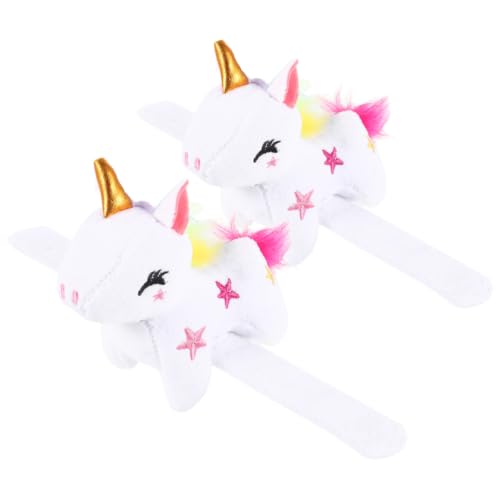 Luxshiny 2 Stück Einhorn-Schlagarmbänder Plüschtier-Schlagarmbänder Kinder-Plüsch-Hai-Armbänder Ausgestopfte Puppen-Schlagbänder Für Jungen Und Mädchen Geburtstag Tierthema Partyzubehör von Luxshiny