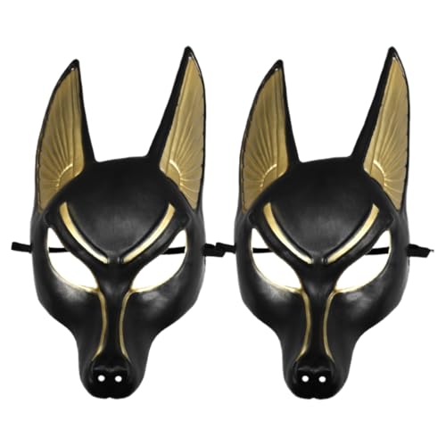 Luxshiny 2 Stück Halloween Ägyptischer Maske Cosplay Kostümzubehör Maskerade Maske Tier Wolfskopf Mardi Gras Maske Für Halloween Geburtstag Karneval Festival Party von Luxshiny