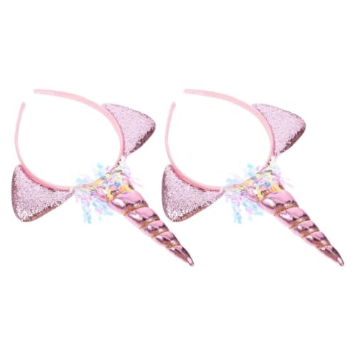 Luxshiny 2 Stück Süßes Einhorn-Stirnband Für Kinder Glitzerndes Haarband Tierohren Kopfbedeckung Mädchen Kleinkind-Haarbänder Cosplay-Kostüm-Zubehör Geburtstagsparty Gastgeschenke Zubehör von Luxshiny