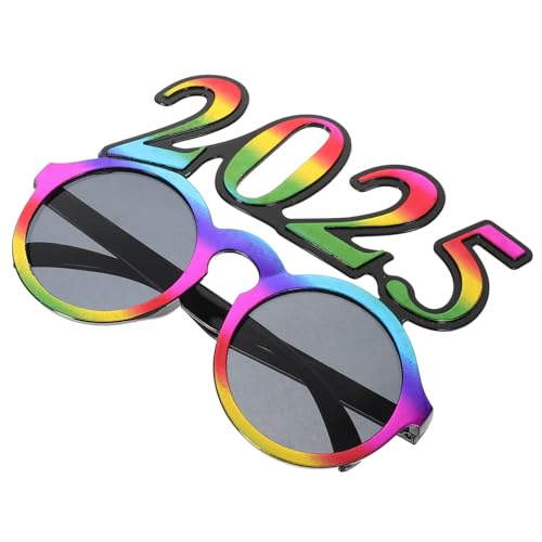 Luxshiny 2025-Brille Glitzer-Weihnachtsbrille 2025-Zahlenbrille Silvester-Brillengestelle Ausgefallene Lustige Sonnenbrille 2025-Silvesterparty- -Requisiten von Luxshiny