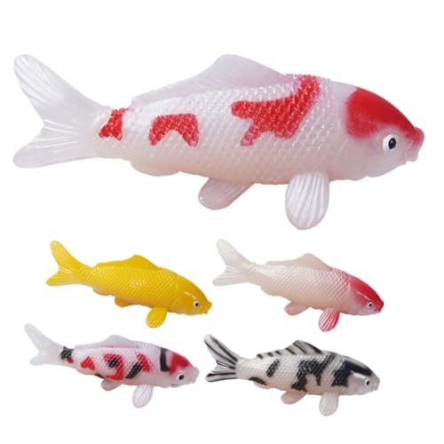 Luxshiny 5 Stück Realistische Koi-Fische -Figuren Künstliche Gefälschte Fische Dekorative Karpfen Fotografie-Requisite Aquarium Aquarium Teich Landschaftsdekoration von Luxshiny