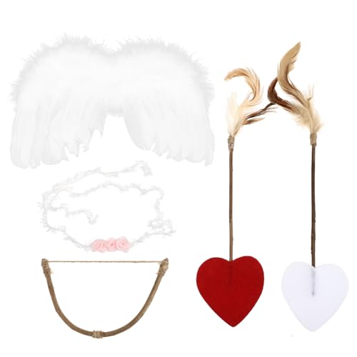 Luxshiny Engel-Amor-Kostüm-Set Amor-Pfeil Und Bogen Flügel Kopfbedeckung Cosplay-Kostüm-Set Fotografie-Requisiten Für Säuglinge Neugeborene Valentinstag Cosplay-Zubehör von Luxshiny