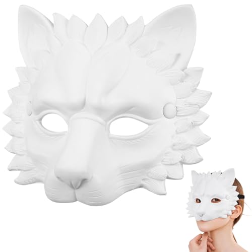 Luxshiny Halloween-Cosplay-Löwenmaske: 3D-Löwenmaske Maskerademaske Cosplay-Kostüm-Requisite Für Halloween-Partyzubehör (Weiß) von Luxshiny