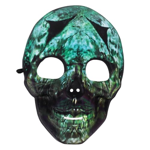 Luxshiny Halloween-Totenkopfmaske Tag Der Toten Maske Gruseliges Skelett Cosplay-Maske Voller Kopf Totenkopfmaske Gruselige Maske Karneval Cosplay Party-Requisiten Grün von Luxshiny