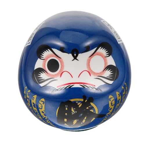 Luxshiny Japanische Daruma-Puppe Traditionelle Statue Daruma-Figur Glücksbringer Heimbüro- Traditionelles Kunsthandwerk – 6 9 cm Hoch (Blau) von Luxshiny