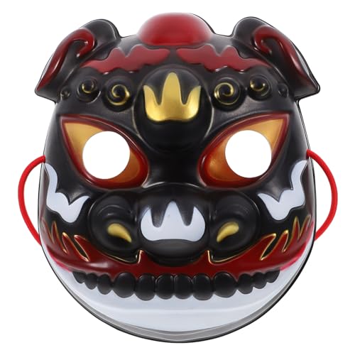 Luxshiny Japanische Oni-Maske Gruselig Horror Ninja-Maske Böser Chinesischer Drache Cosplay-Maske Dämonen-Gesichtsabdeckung Für Halloween Maskerade Kostüm Requisite Schwarz von Luxshiny