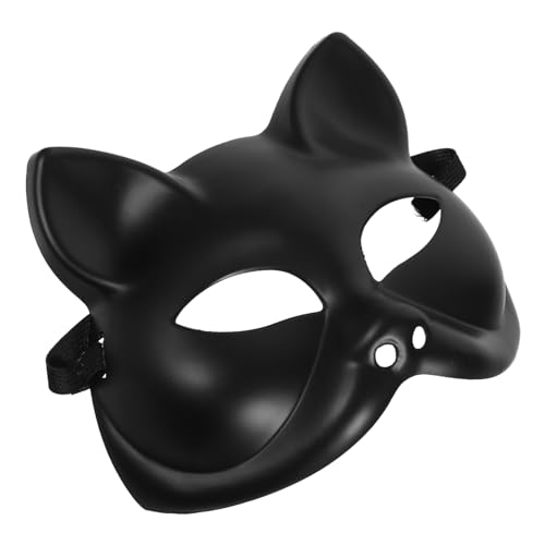 Luxshiny Katzenmaske DIY Schwarze Katzenmasken Plastikfuchs Halbleer Tier Cosplay Anziehmaske Schlichte Maskerademasken Für Halloween-Karneval-Partygeschenke von Luxshiny