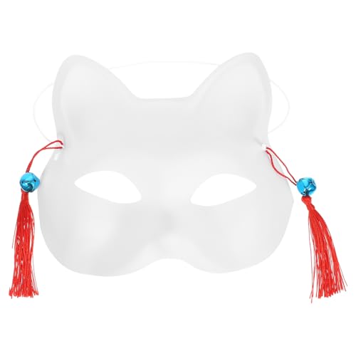 Luxshiny Katzenmaske -Maske Halloween-Cosplay Weiße Masken Leere Fuchsmaske Diy Unbemalte Maske Bemalbar Japanische Maskerade-Maske Kostüm-Requisite Cosplay-Zubehör von Luxshiny