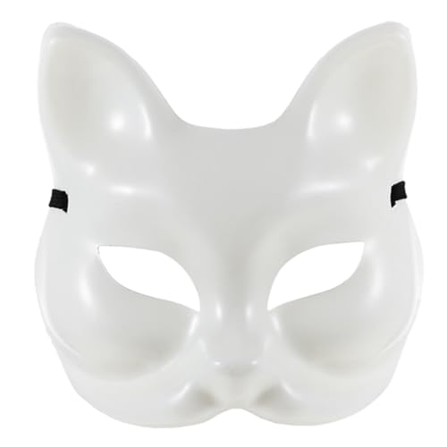 Luxshiny Katzenmaske Therian-Masken Plastik-Fuchsmasken Zum Bemalen Leere Tier-Verkleidungsmasken Diy-Weiße Halbmasken Für Maskerade Halloween Kinder Cosplay-Masken Kostüm-Partygeschenke von Luxshiny