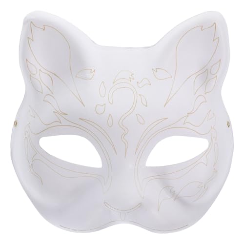 Luxshiny Katzenmaske Therian-Masken Weiße Katzenmasken Zum Bemalen Leere Tier-Anziehmasken Diy-Weiße Halbmasken Für Maskerade Halloween Kinder Cosplay-Masken Kostüm-Partygeschenke von Luxshiny