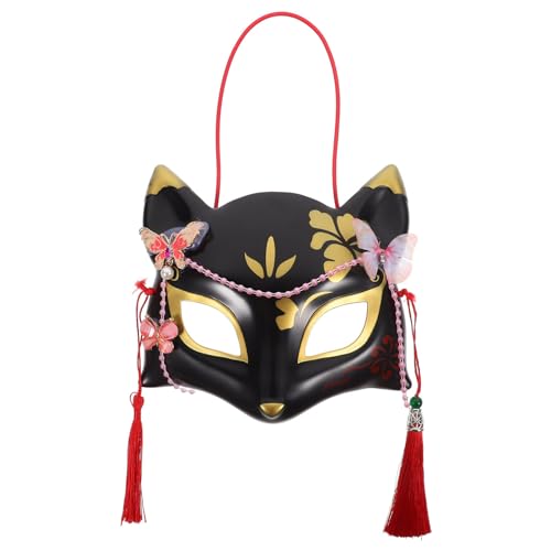 Luxshiny Kitsune-Fuchs-Maske für Halloween-Kostüm Tier-Cosplay-Kabuki-Halbgesichts-Katzenmaske Maskenball-Party-Maske Weihnachtsparty-Bevorzugung von Luxshiny