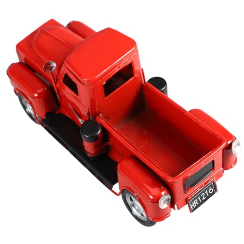 Luxshiny Vintage-LKW-Spielzeug Kleines Rotes Modellauto Realistische Metall-Pickup-Truck-Figur Tischdekoration Kleines Fahrzeugmodell Bauernhaus Sammlerstück Für Zuhause Schreibtisch von Luxshiny