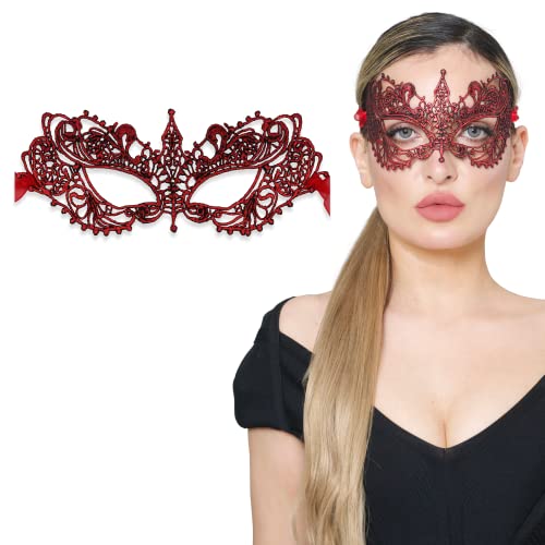 Luxury Mask Braune Maskerade-Maske für Damen, Einheitsgröße: Ana, Red von Luxury Mask