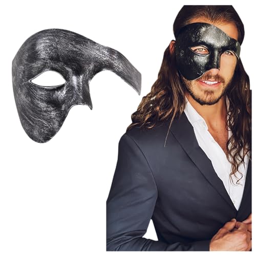 Luxury Mask Maskerade Maske für Herren Phantom der Oper Maske für Halloween, Karneval, venezianische Party & Abschlussball, Antik-Schwarz-Silber, Einheitsgre von Luxury Mask