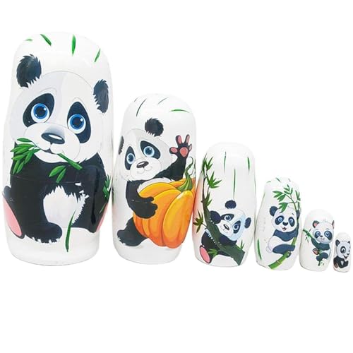Luxylei Niedliche Panda-matroschka-Puppen, Russische Nistpuppen, Handgefertigtes Hölzernes Stapelspielzeug, Pandabär, Kulturelle Andenken, Kinderspielzeug, Heimdekoration von Luxylei