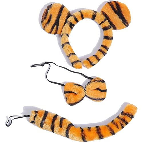 Luxylei Themenkostüm Set 3pcs Ohrstirnband Bowtie Und Tigerschwanz Für Halloween Cosplay Kostüm Party Dekoration von Luxylei