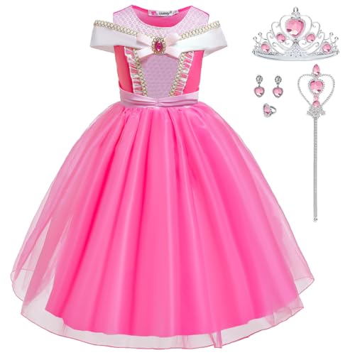 Luzlen Prinzessinnen-Kostüm für Mädchen, Rosa, für Halloween, Cosplay, Karneval, Party, 3–4 Jahre (Etikett 110) von Luzlen