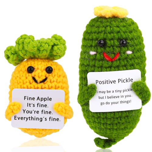 Lvefyti 2 Stück Pocket Hug Positive Geschenke, Positive Kartoffel - Ersatz, Kreative Aufmunterung Geschenke Früchte Strickpuppe, Gute Besserung Geschenk, Mutmacher Geschenk von Lvefyti