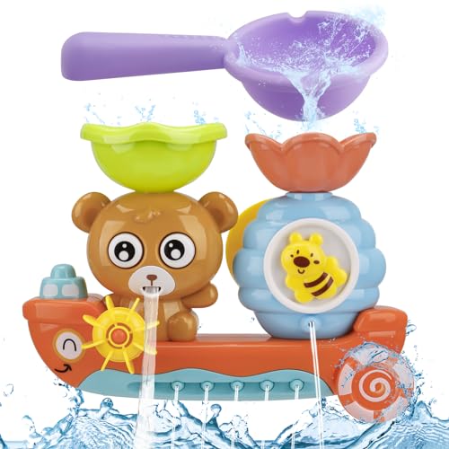 Lvefyti Badespielzeug, Badewannenspielzeug Kinder, Wasserfall Wasserstation Badespielzeug Set, Bär und Bee mit Bechern, Babyspielzeug Geschenk für Mädchen Junge 3 4 5 6 Jahre von Lvefyti