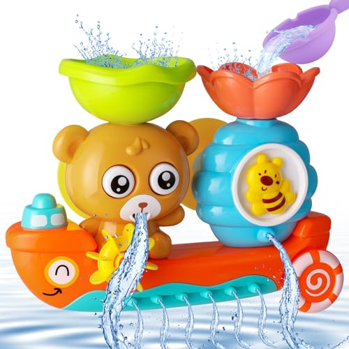 Lvefyti Badewannenspielzeug,Bär und Bee Wasserspielzeug Kinder,Baby Badespielzeug mit Wasserschaufel,Baby Geschenk Badewannenspielzeug ab 2 3 4 5 6 Jahre von Lvefyti