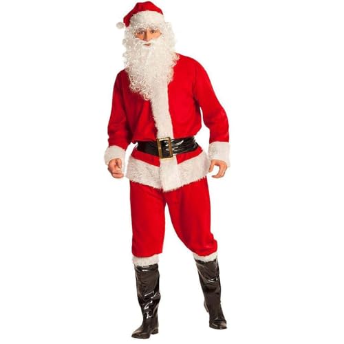 Lvguang Weihnachtsmann Nikolauskostüm Herren Set mit Bart Mütze Gürtel Nikolaus Santa Claus Verkleidung Plüsch Weihnachten Outfit Kostüm für Nikolaus Nikolaus Anzug-4XL von Lvguang