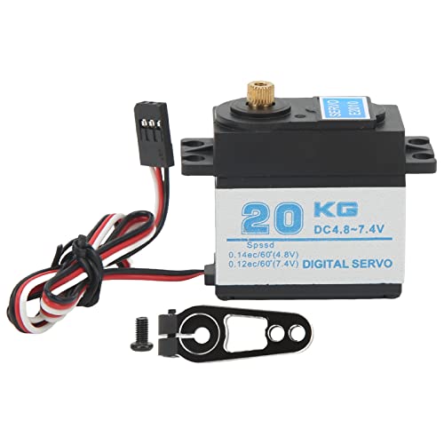 Lybunair 20 kg RC-Servomotor, hohe Rotationskraft, Servomotor, Kupfer-Aluminium-Getriebe, wasserdichtes digitales Servo mit 25 Zähnen, passend für RC-Raupenwagen im Maßstab 1:10 von Lybunair