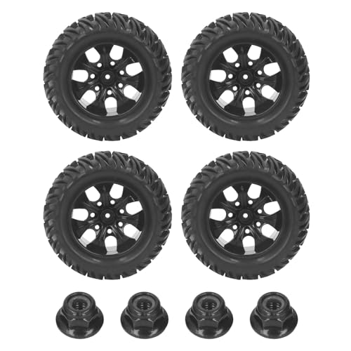 Lybunair 4 Stück 1/10 Off Road RC Reifen Gummireifen Y-Muster Löcher RC SUV Räder mit M4 Muttern und Kunststoffnabe von Lybunair