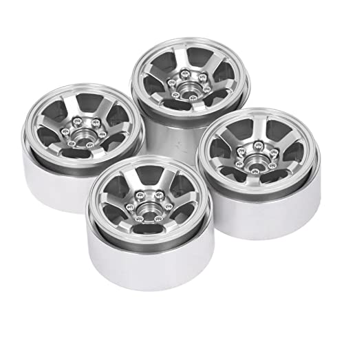 Lybunair 4 Stück 1,9 Zoll Beadlock-Felgennaben aus Aluminiumlegierung – präzise CNC-gefräste RC-Felgen passend für SCX10 RC-Car-Fahrzeuge (Silver) von Lybunair