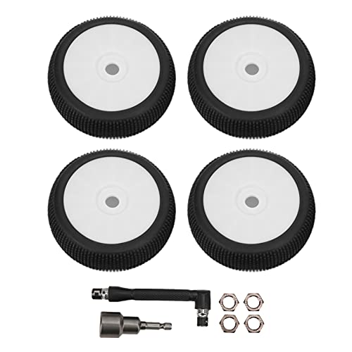 Lybunair 4Pcs RC Front Rear Rims Tires RC Wheels 17mm Hex for 1/8 RC Car (White) von Lybunair