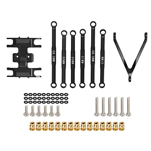 Lybunair 6-teiliges Spurstangen-Set aus Aluminiumlegierung für SCX24, leichtes, exquisites Design für 1/24 SCX24 RC-Auto (Black) von Lybunair