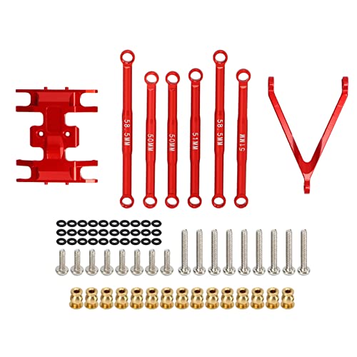 Lybunair 6-teiliges Spurstangen-Set aus Aluminiumlegierung für SCX24, leichtes, exquisites Design für 1/24 SCX24 RC-Auto (Red) von Lybunair