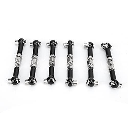 Lybunair 6-teiliges verstellbares Servoglieder-Spurstangen-Set, Aluminiumlegierung, RC-Zugstange, RC-Car-Spannschlossstangen-Verbindungsset für 1/10 -Tourenwagen – 47 mm (Schwarz) von Lybunair