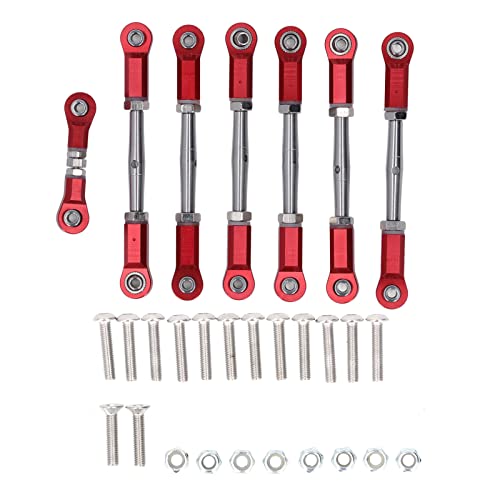 Lybunair 7-teiliges verstellbares Spurstangen-Set aus Metall für 1/10 RC-Autos (Red) von Lybunair