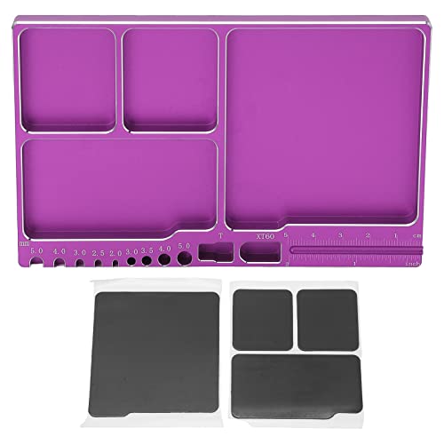 Lybunair RC Magnetic Tray Aluminium Alloy RC Screw Tray RC Repair Tool with Pad Widely Used for RC Airplane Car (Purple) von Lybunair