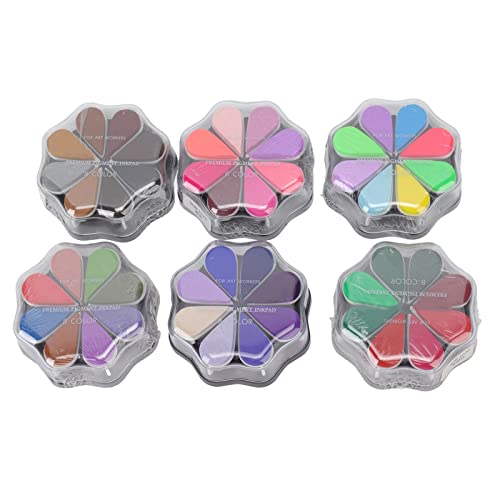 Lybunair Waschbares Stempelkissen-Set, 6-teilig, Blütenblattform mit 8 Metallic-Farben für DIY-Gummistempel, Hundeabdrücke und Fußabdruck-Fingerabdruck-Projekte von Lybunair