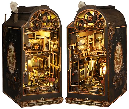 Lycidae DIY Book Nook Kit - Miniatur Haus, 3D Holz Puzzle Buchstütze Bücherregaleinsatz mit LED-Sensorlicht, Buchstützen Bookshelf Decoration, Steampunk 3D Puzzles Geschenk für Erwachsene Lycidae DIY Book Nook Kit - Miniatur Haus, 3D Holz Puzzle Buchstütze Bücherregaleinsatz mit LED-Sensorlicht, Buchstützen Bookshelf Decoration, Steampunk 3D Puzzles Geschenk für Erwachsene von Lycidae