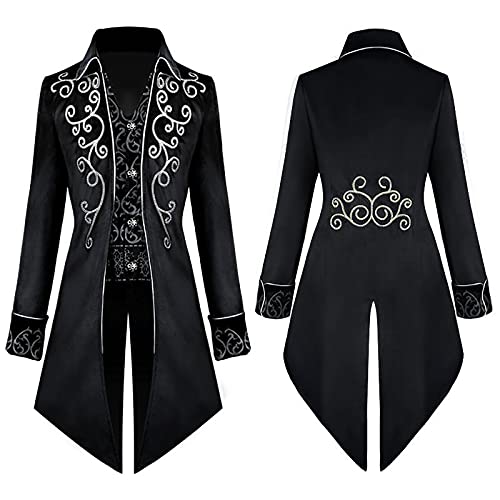 Lycurgius Damen Steampunk Jacke Mittelalter Halloween Kostüm Renaissance Viktorianische Lange Jacke Gothic Frack Mittelalter Steampunk Korsett Viktorianischen Frack Jacken, 02 Schwarz, 38 von Lycurgius