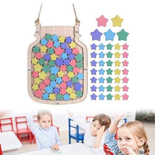 LyluuuSpiel Belohnungsglas Klassenzimmer, Belohnungsglas für Kinder, Stern Personalisiertes Belohnungsglas zur Förderung von Kindern in der Schule oder zu Hause (Belohnungsglas+Seil+80 Sterne) von LyluuuSpiel