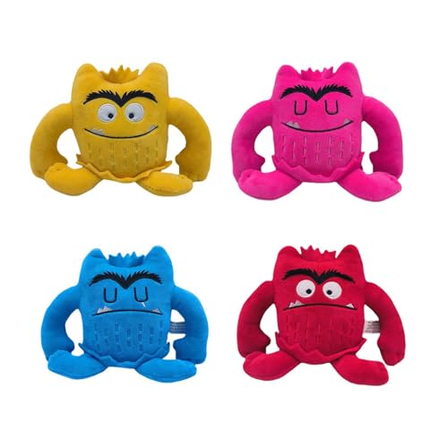 LyluuuSpiel Buntes Monster Plüschtier, 4 Stück Hängende Bunte Monster Plüschtiere, Plüschtiere für 4 Emotionale Monster, Geburtstagsgeschenke für Jungen und Mädchen von LyluuuSpiel