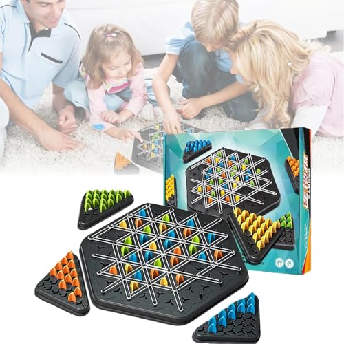 Triggle Spiel, Dreieck Schachspiel, Triggle Spiel Gummibänder, Interaktives Steckspiel, Strategie-Steckbrettspiel für Familienfeiern mit Kindern und Erwachsenen, Brettspiele für 2-4 Spieler von LyluuuSpiel