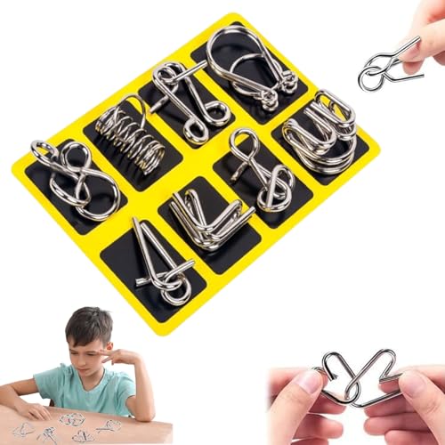 Metal Puzzle Ring,3D Brainteaser Metall Puzzle Spiele Set,metallknobellei,Metal Puzzle,kniffliges Spielzeugset,Mini Knobelspiele Für Kinder,3D Metall Knobelspiele,Metall Geduldspiele Für Kinder von Lyoveu