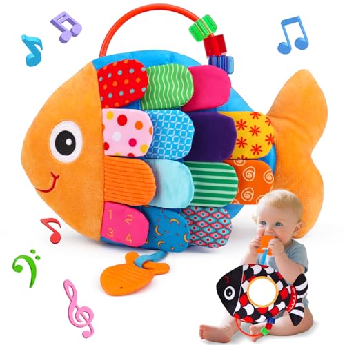 2 in 1 Baby Spielzeug 0-3 3-6 Monate Musical Fisch Kuscheltier & Kontrast Spielzeug mit Greifling Rassel Spiegel Spielzeug, Baby Sensorik Spielzeug 0 3 6 Monate, Neugeborenes Junge Mädchen Geschenk 2 in 1 Baby Spielzeug 0-3 3-6 Monate Musical Fisch Kuscheltier & Kontrast Spielzeug mit Greifling Rassel Spiegel Spielzeug, Baby Sensorik Spielzeug 0 3 6 Monate, Neugeborenes Junge Mädchen Geschenk von Lypsochaat