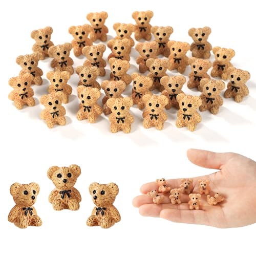 30stk Mini-Teddybär Kunstharz, Süße Miniatur-Teddybären Kunstharz Winzige Tiere aus Kunstharz Kleine Teddybären Kunstharz Perfektes Dekorationszubehör für Auto-Feengärten Puppenhaus(Braun) von Lyreh