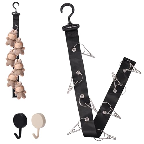 Lyreh Puppen Aufbewahrung, Hängeaufbewahrung Stofftiere mit 8 Metallklammern Plüschtier-Präsentationsgurt mit 2 Zusätzlichen Haken zum Ordnen Präsentieren Stofftierspielzeug(Ohne Puppen, Schwarz) Lyreh Puppen Aufbewahrung, Hängeaufbewahrung Stofftiere mit 8 Metallklammern Plüschtier-Präsentationsgurt mit 2 Zusätzlichen Haken zum Ordnen Präsentieren Stofftierspielzeug(Ohne Puppen, Schwarz) von Lyreh