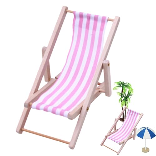 Liegestuhl – Faltbarer Feengarten Dekoration, Miniatur Lounge Chair Modell | Schöne Verarbeitung Desktop Ornament, Strandkorb Spielzeug für Innen Außen Möbelzubehör von Lyricalist