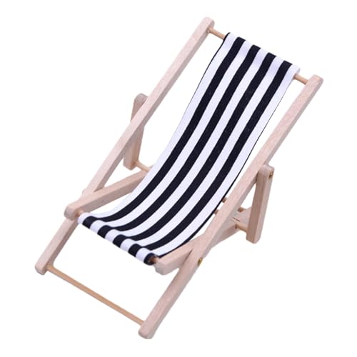 Liegestuhl – Faltbarer Feengarten Dekoration, Miniatur Lounge Chair Modell | Schöne Verarbeitung Desktop Ornament, Strandkorb Spielzeug für Innen Außen Möbelzubehör von Lyricalist