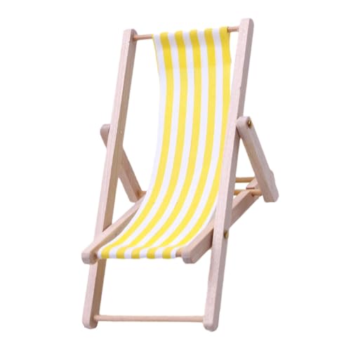 Liegestuhl – Faltbarer Feengarten Dekoration, Miniatur Lounge Chair Modell | Schöne Verarbeitung Desktop Ornament, Strandkorb Spielzeug für Innen Außen Möbelzubehör von Lyricalist